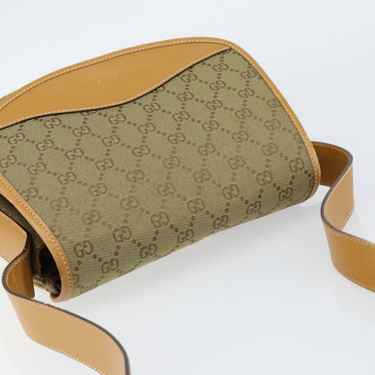 GUCCI GG Canvas Shoulder Bag Beige Gold Auth ar13804