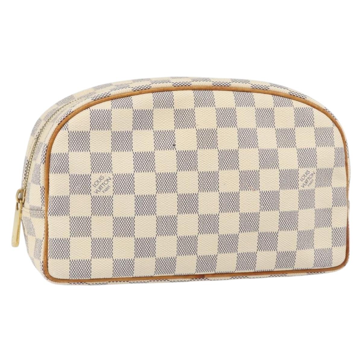 LOUIS VUITTON Damier Azur Trousse Toilette Cosmetic Pouch N41420 LV Auth ar13805