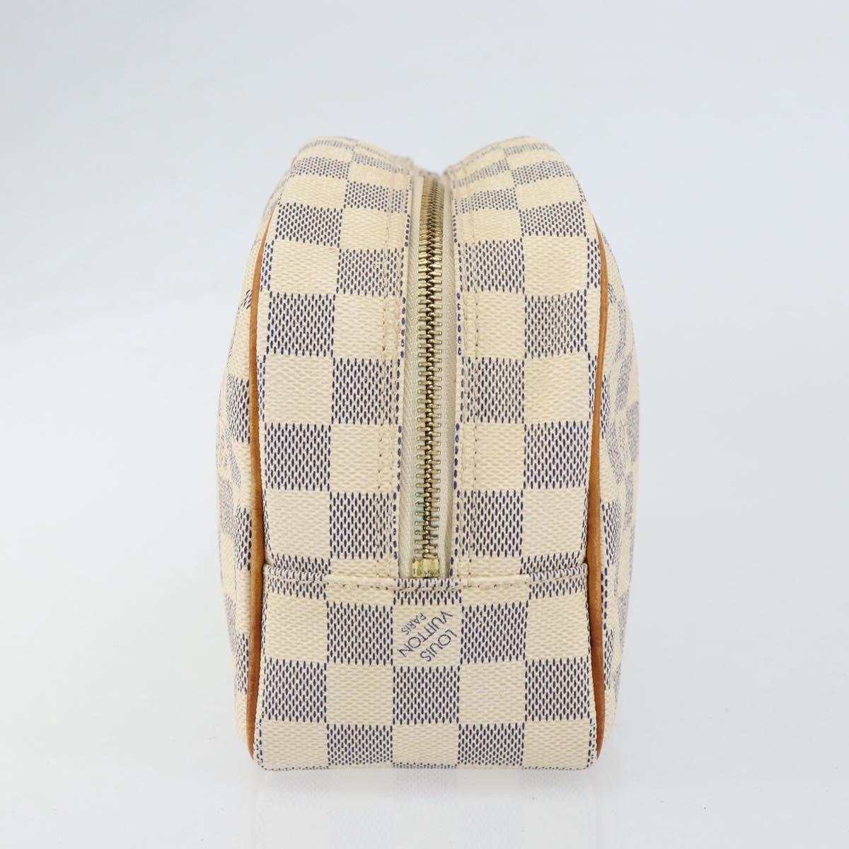 LOUIS VUITTON Damier Azur Trousse Toilette Cosmetic Pouch N41420 LV Auth ar13805