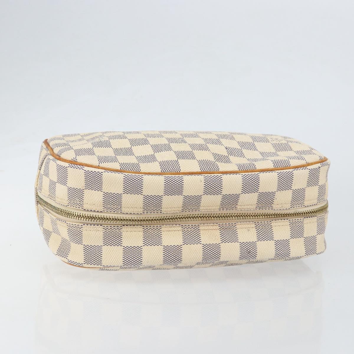 LOUIS VUITTON Damier Azur Trousse Toilette Cosmetic Pouch N41420 LV Auth ar13805