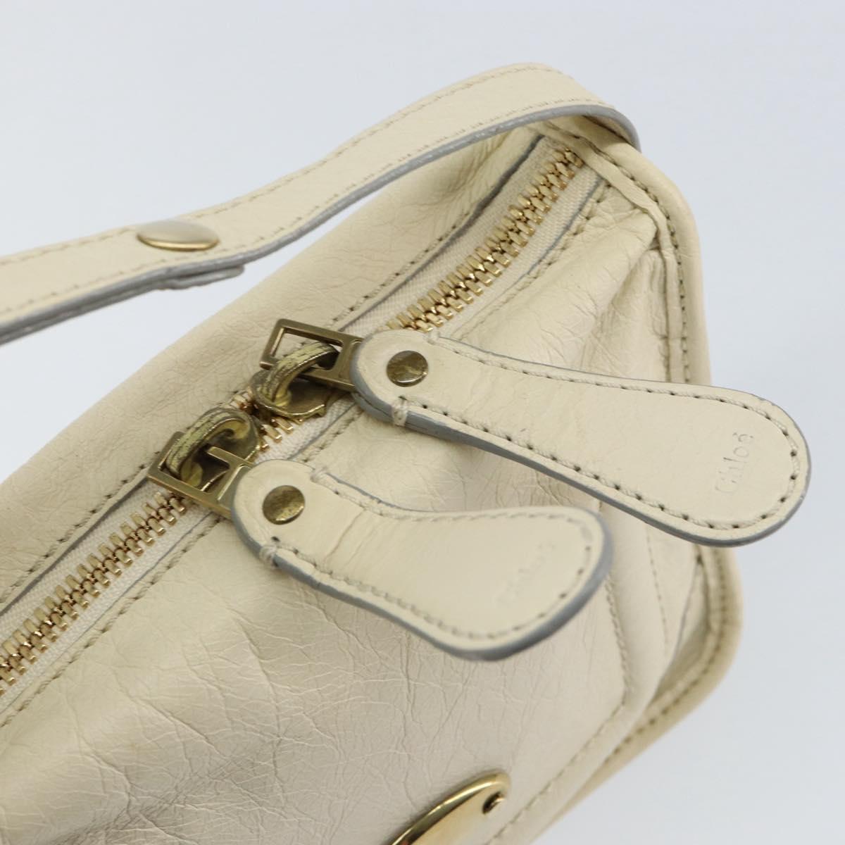 Chloe Hand Bag Leather Ivory Gold Auth ar13809