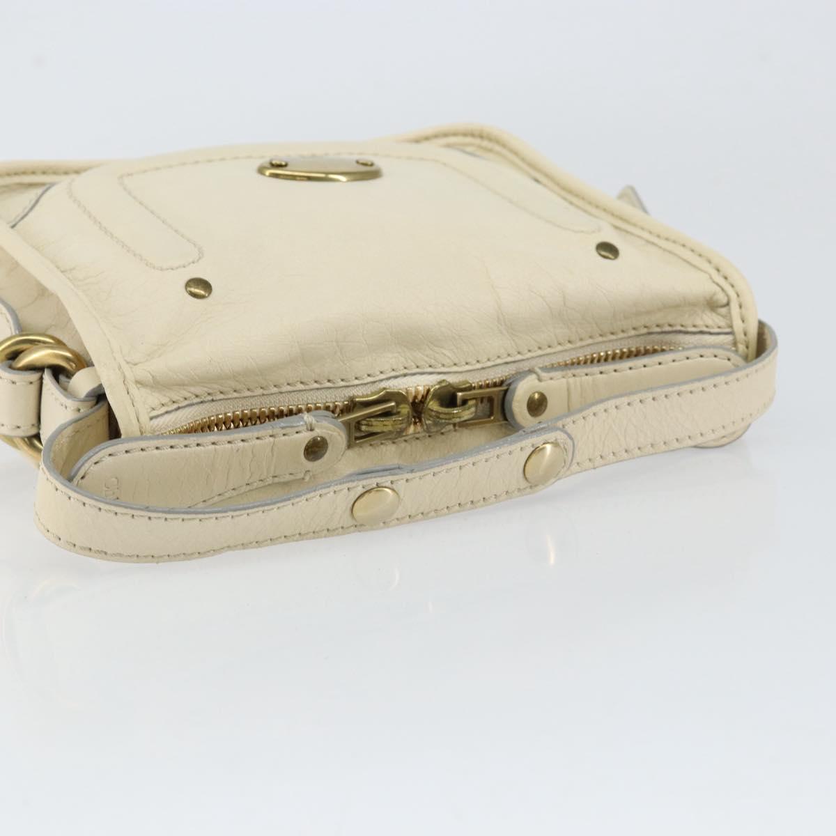 Chloe Hand Bag Leather Ivory Gold Auth ar13809