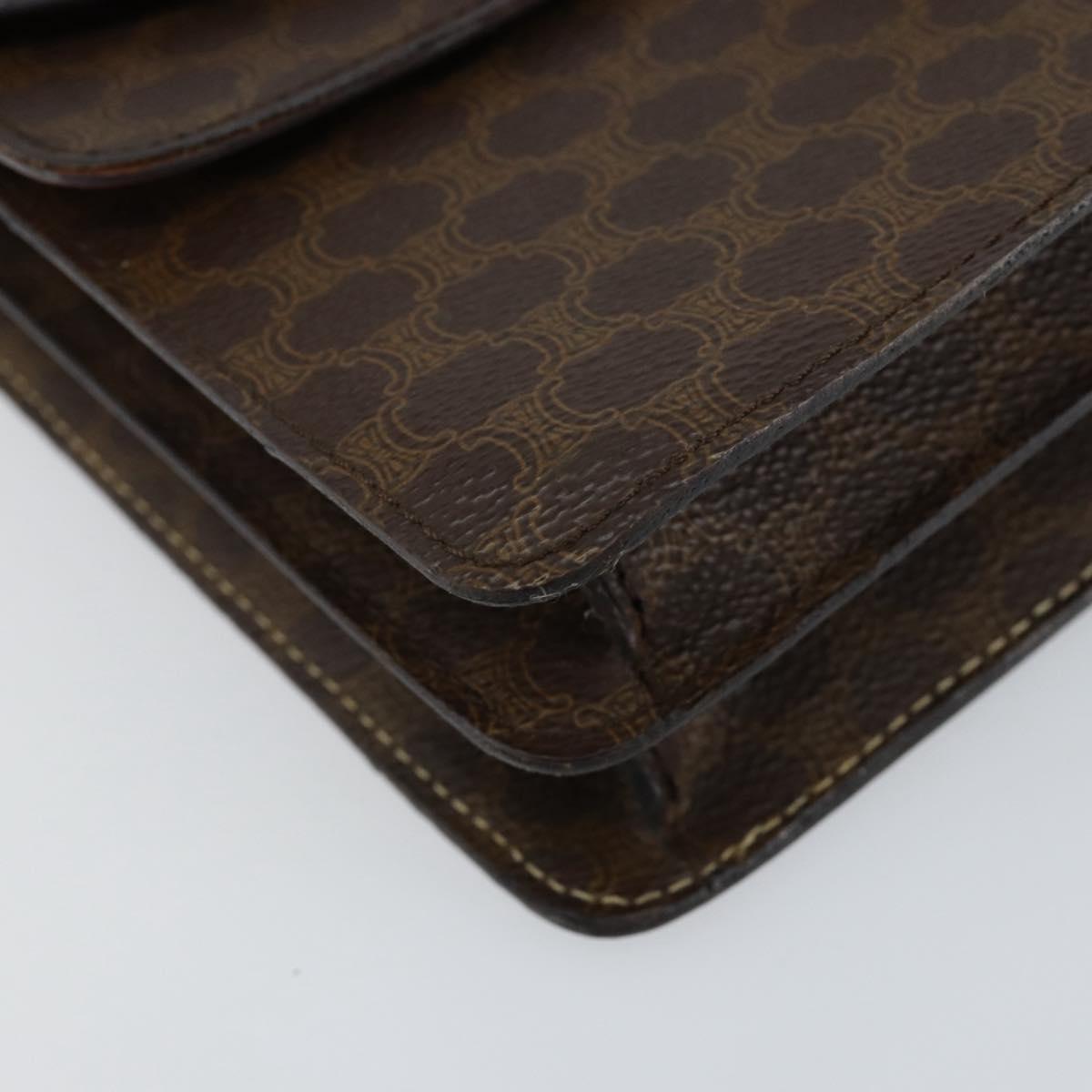 CELINE Macadam Canvas Hand Bag PVC Leather Brown Gold Auth ar13810