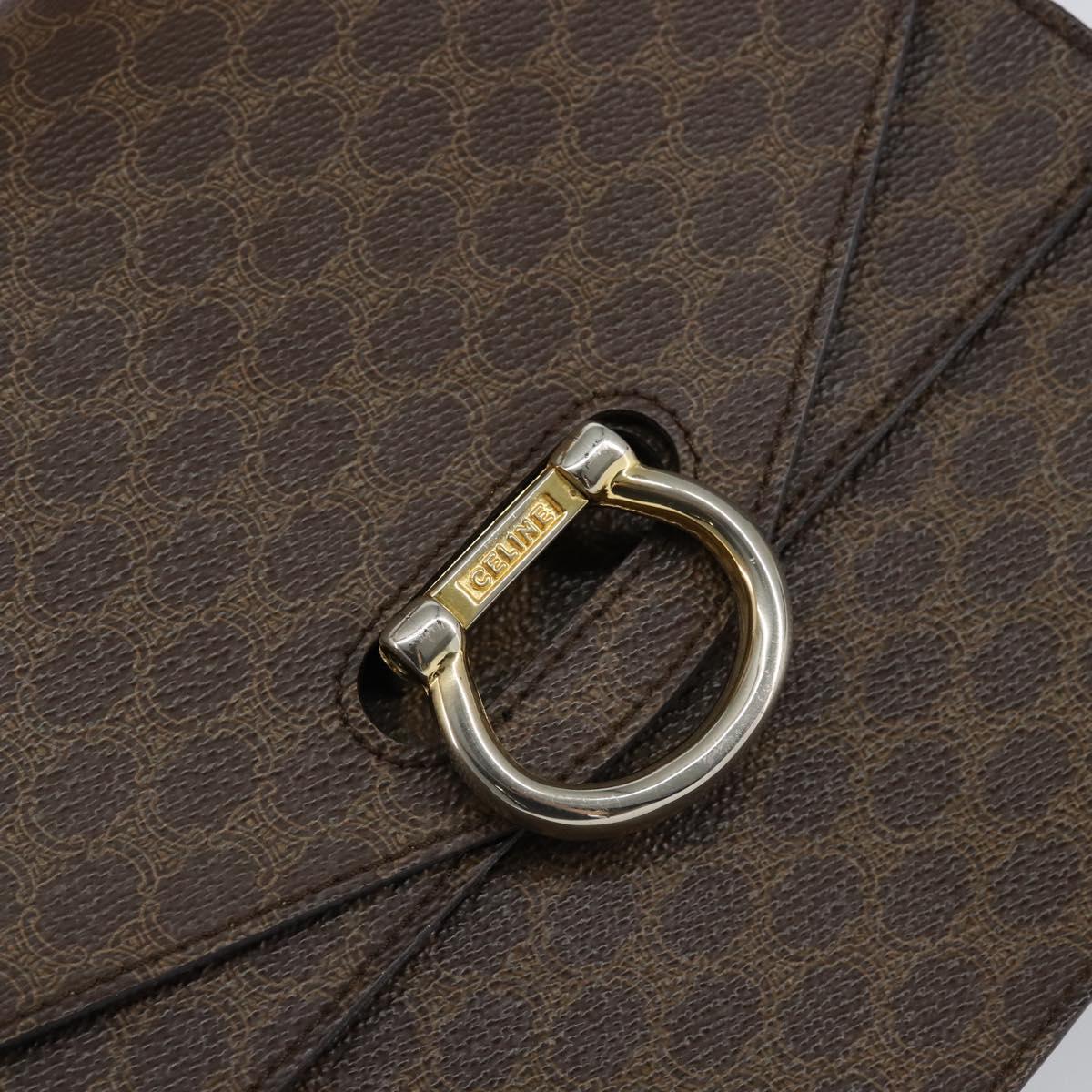 CELINE Macadam Canvas Hand Bag PVC Leather Brown Gold Auth ar13810