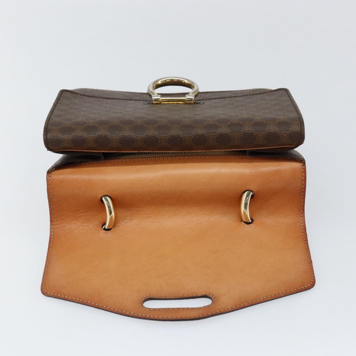 CELINE Macadam Canvas Hand Bag PVC Leather Brown Gold Auth ar13810