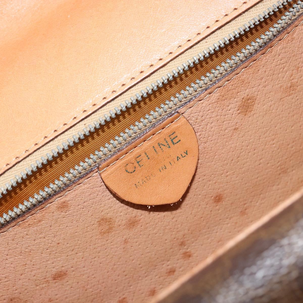 CELINE Macadam Canvas Hand Bag PVC Leather Brown Gold Auth ar13810