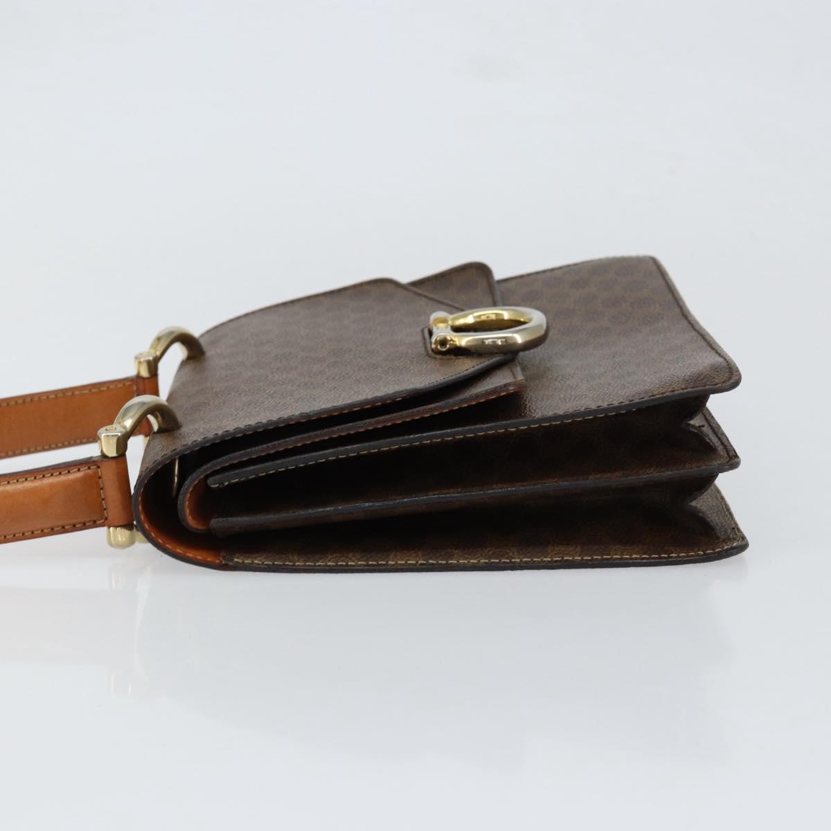 CELINE Macadam Canvas Hand Bag PVC Leather Brown Gold Auth ar13810