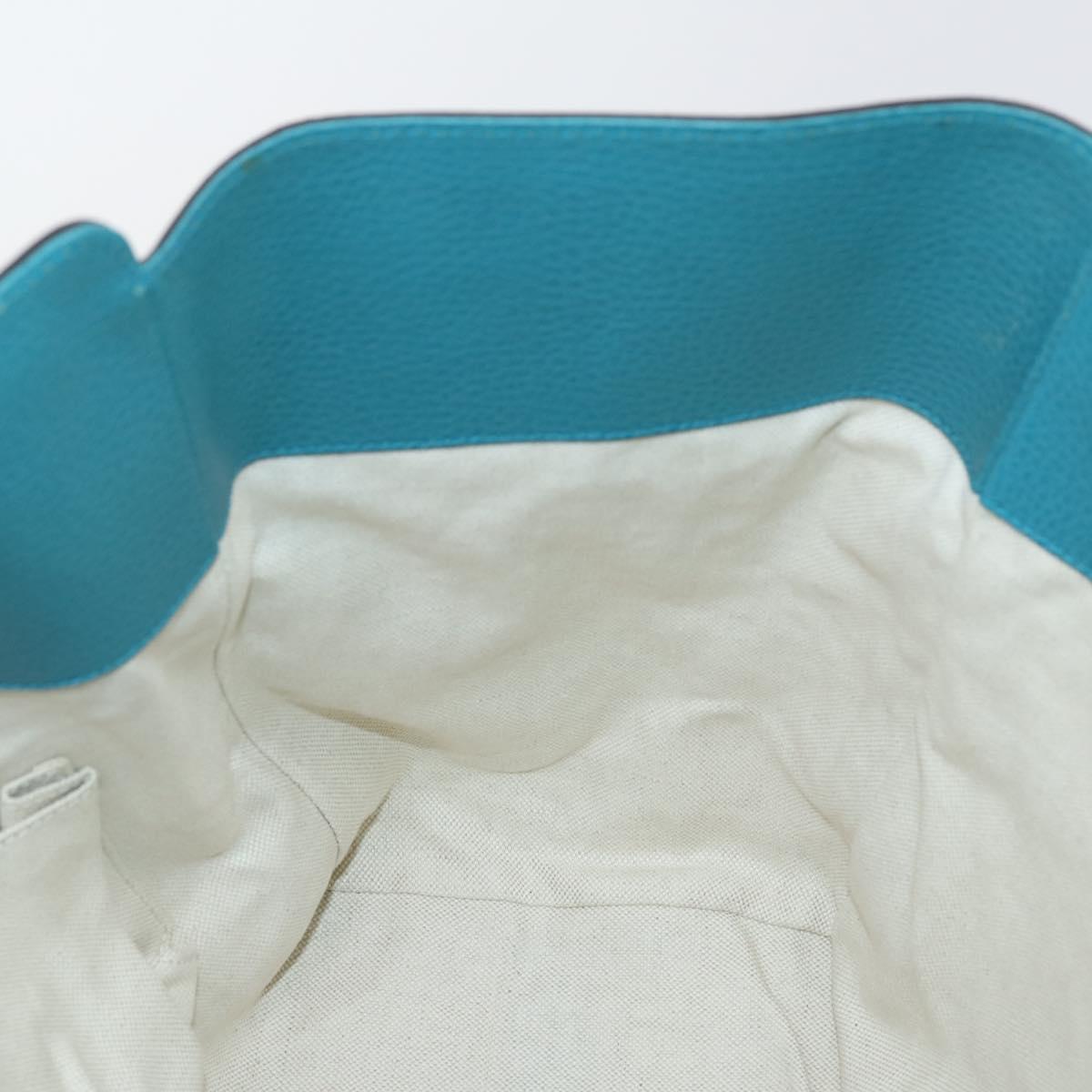 GUCCI Tote Bag Leather Blue Gold 354397 Auth ar13812