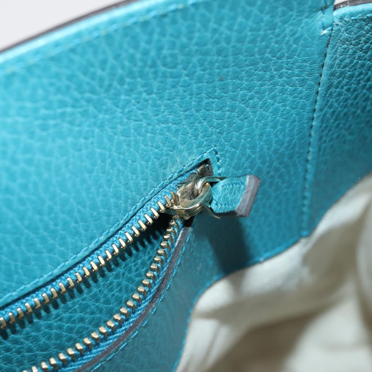 GUCCI Tote Bag Leather Blue Gold 354397 Auth ar13812