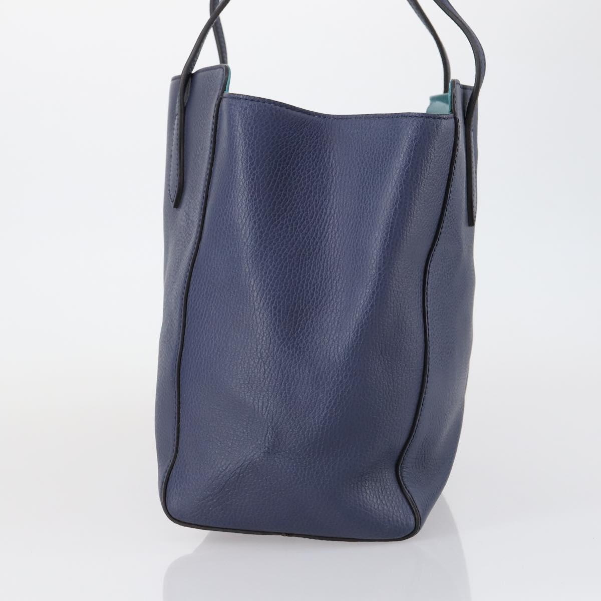 GUCCI Tote Bag Leather Blue Gold 354397 Auth ar13812