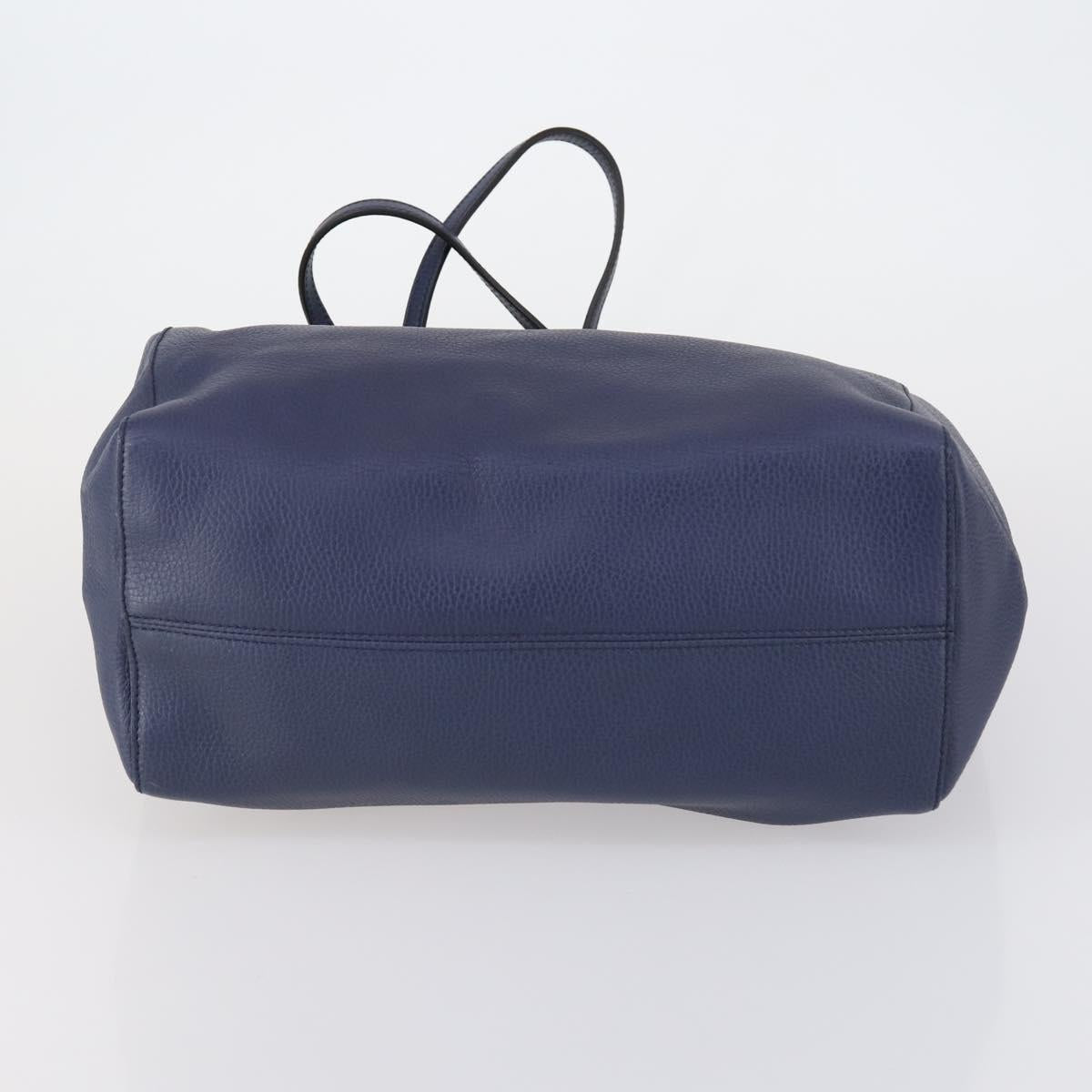 GUCCI Tote Bag Leather Blue Gold 354397 Auth ar13812