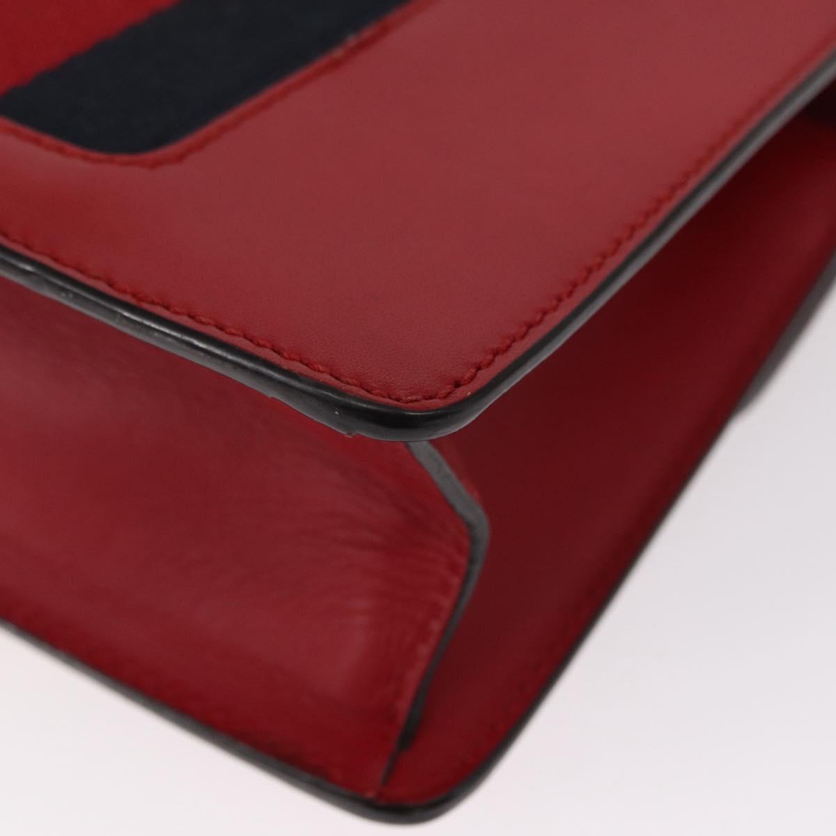 GUCCI Sylvie Sherry Line Chain Shoulder Bag Leather Red Gold 431666 Auth ar13813