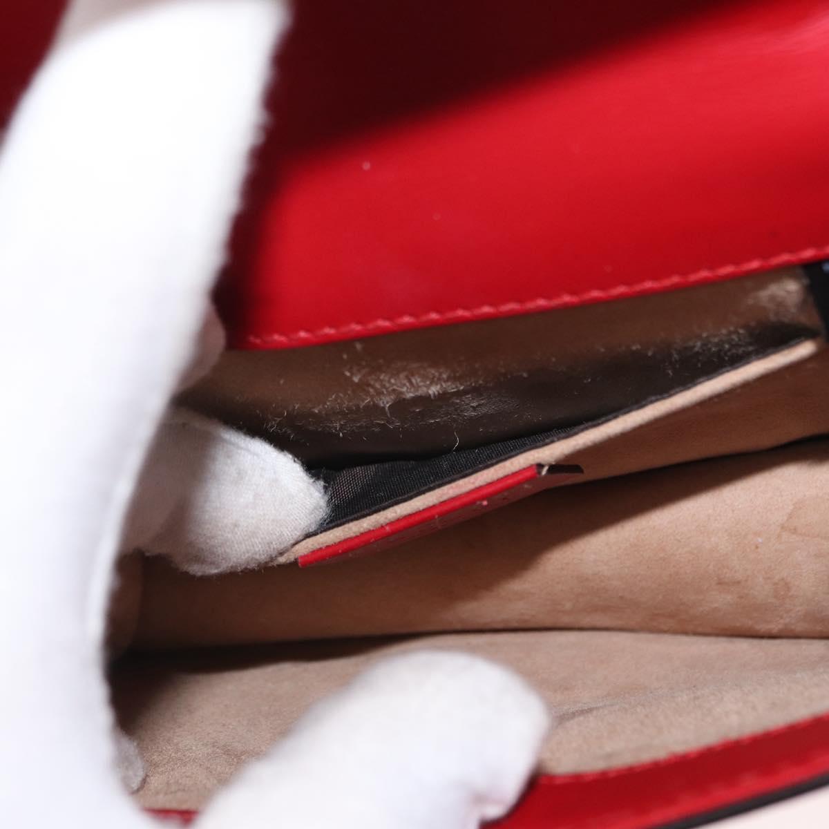 GUCCI Sylvie Sherry Line Chain Shoulder Bag Leather Red Gold 431666 Auth ar13813