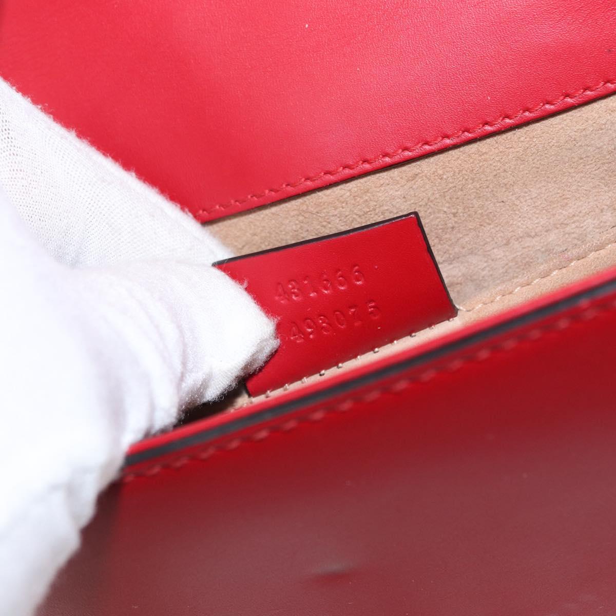 GUCCI Sylvie Sherry Line Chain Shoulder Bag Leather Red Gold 431666 Auth ar13813