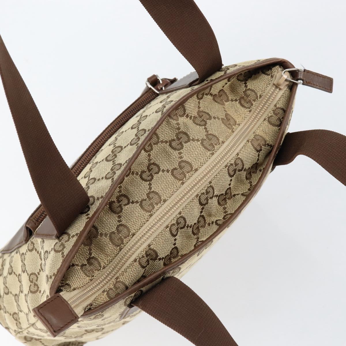 GUCCI GG Canvas Tote Bag Beige Silver 019 0402 Auth ar13814