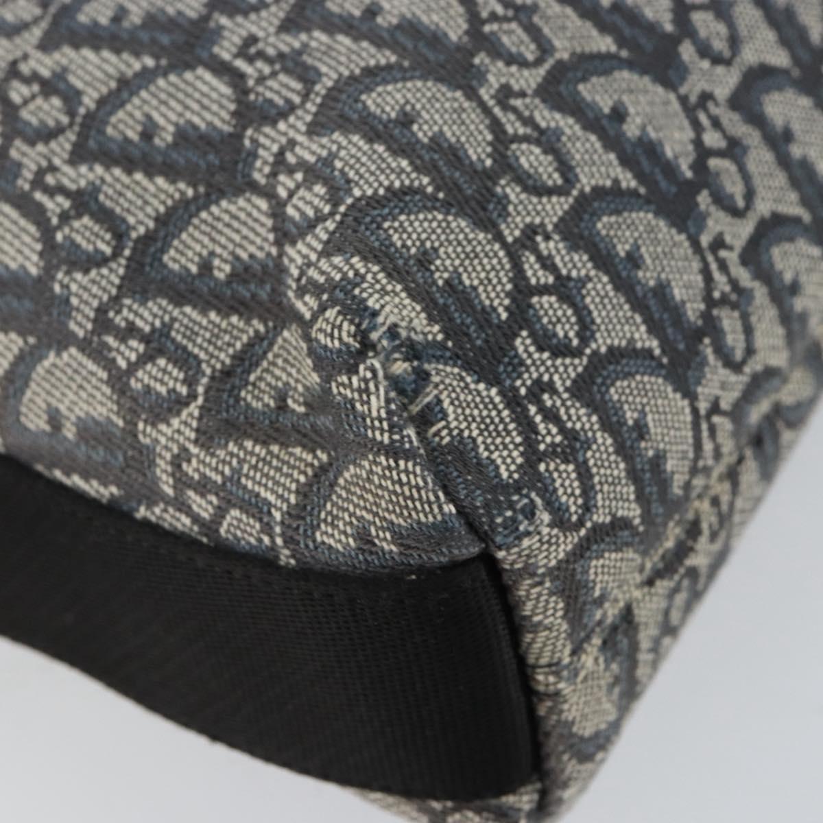 Christian Dior Trotter Canvas Shoulder Bag Navy Silver Auth ar13815