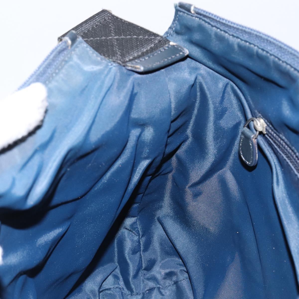 Christian Dior Trotter Canvas Shoulder Bag Navy Silver Auth ar13815