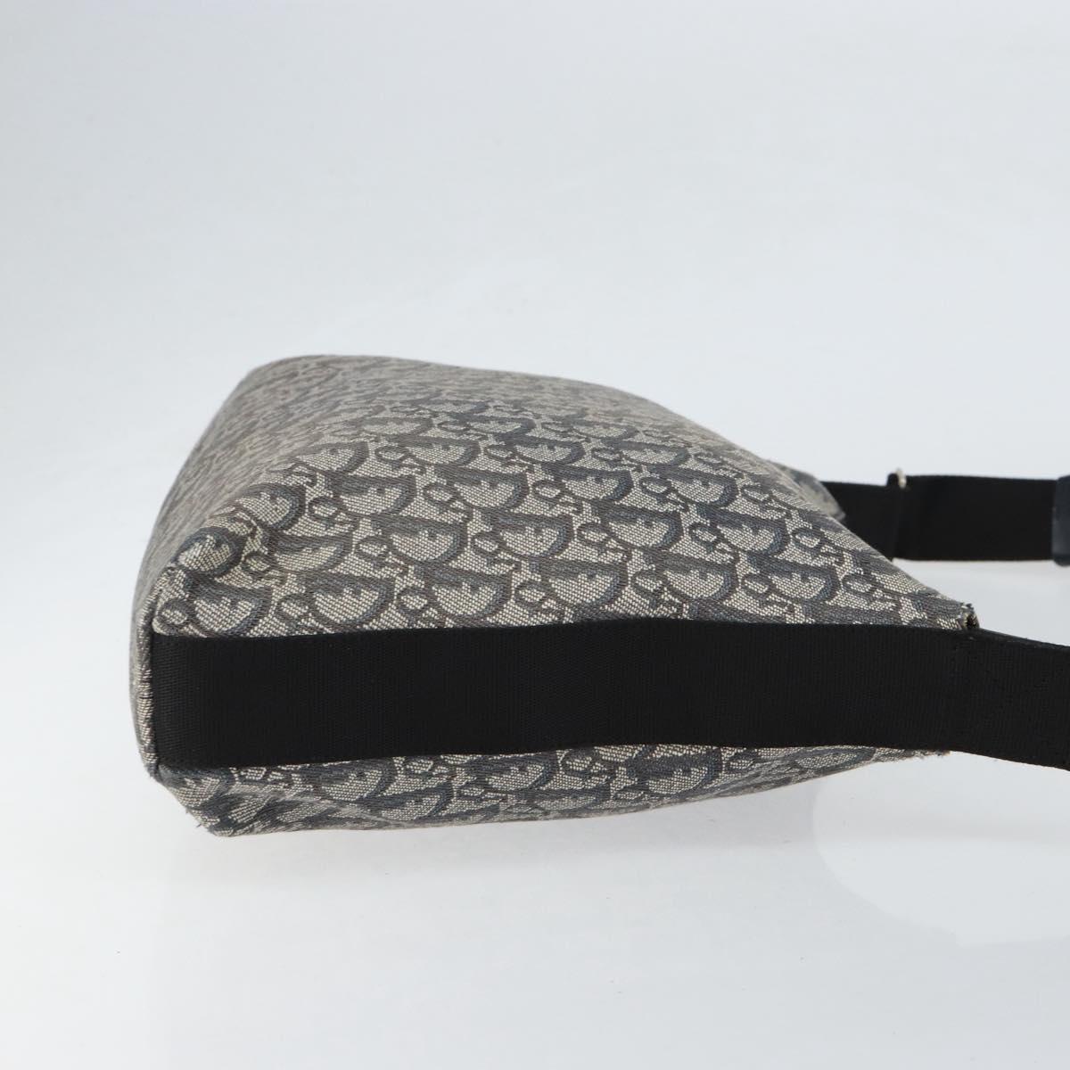 Christian Dior Trotter Canvas Shoulder Bag Navy Silver Auth ar13815