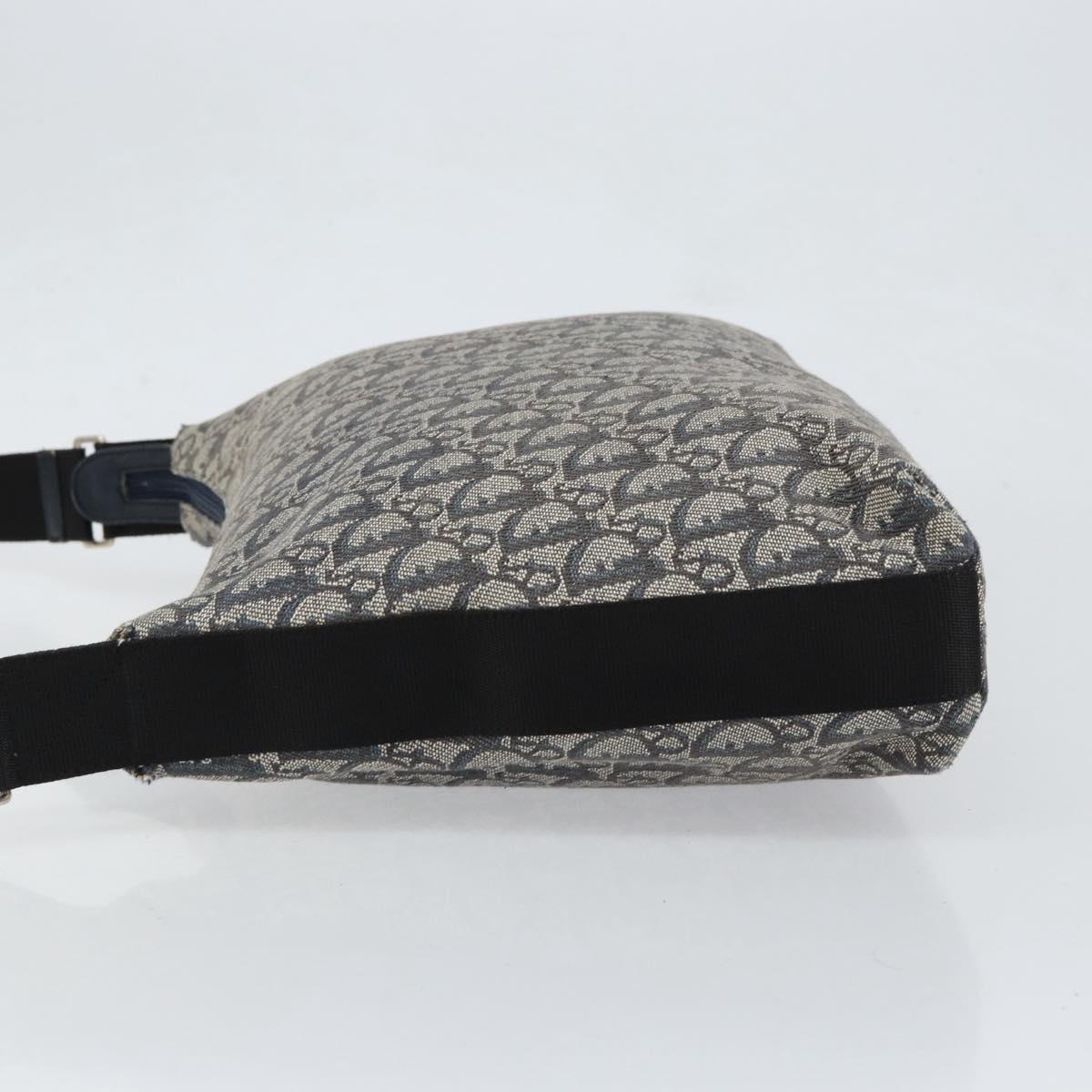 Christian Dior Trotter Canvas Shoulder Bag Navy Silver Auth ar13815