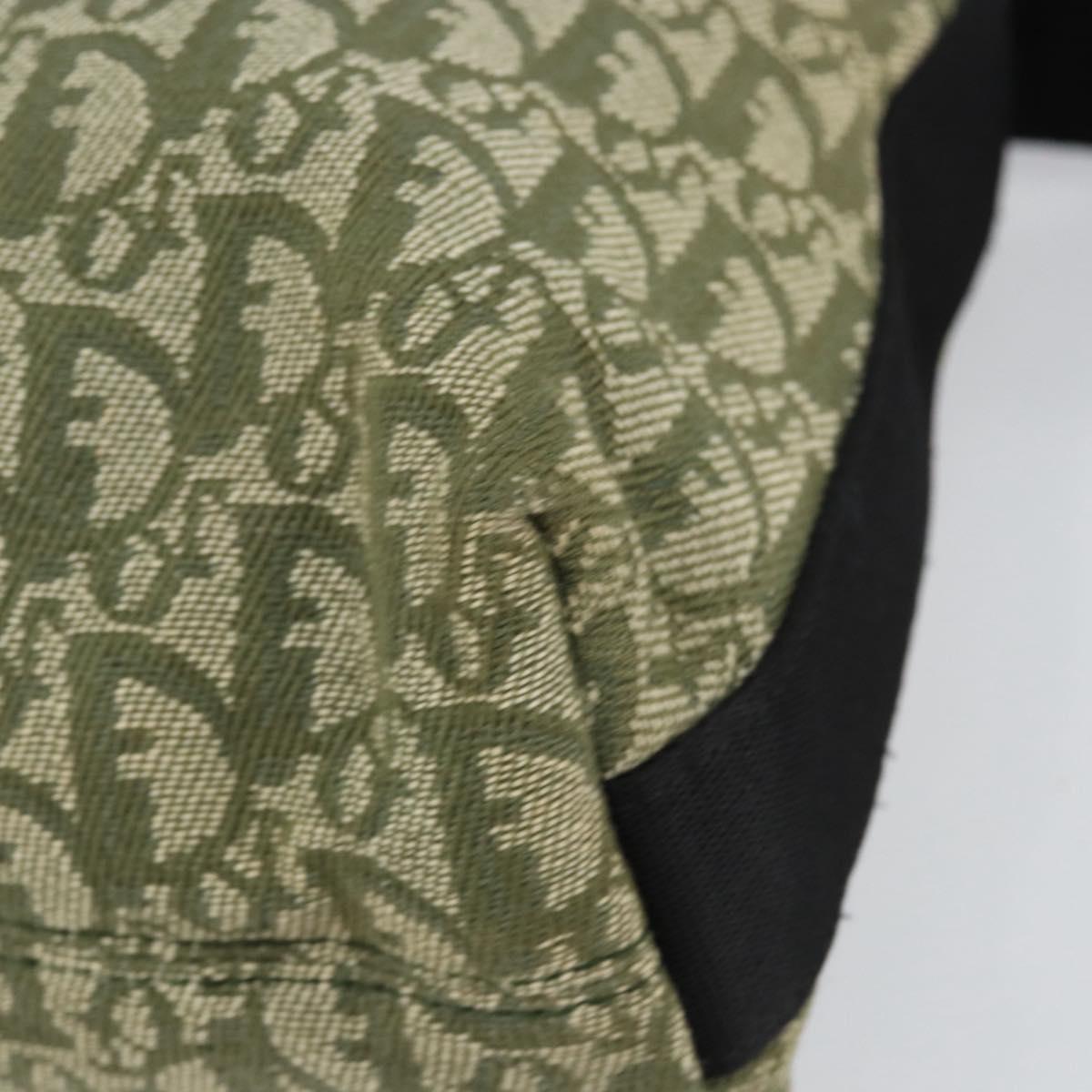 Christian Dior Trotter Canvas Shoulder Bag Green Silver Auth ar13816