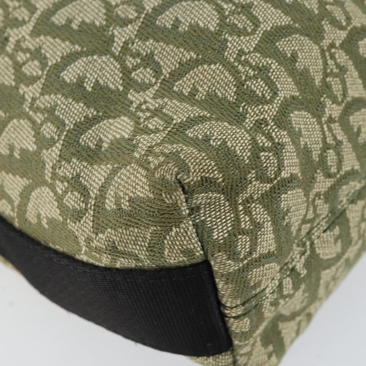 Christian Dior Trotter Canvas Shoulder Bag Green Silver Auth ar13816