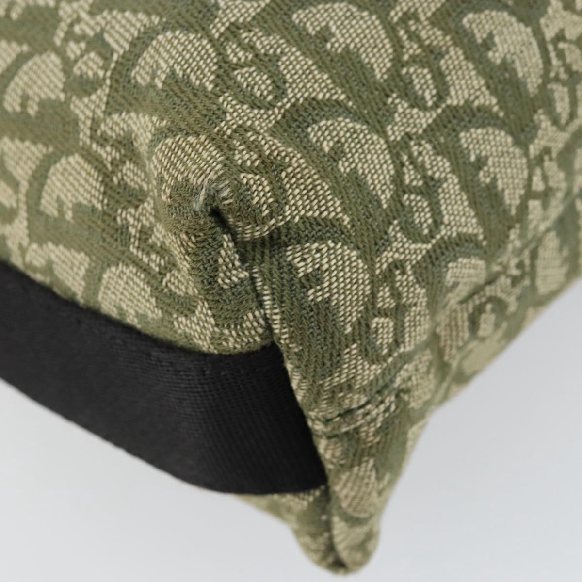 Christian Dior Trotter Canvas Shoulder Bag Green Silver Auth ar13816