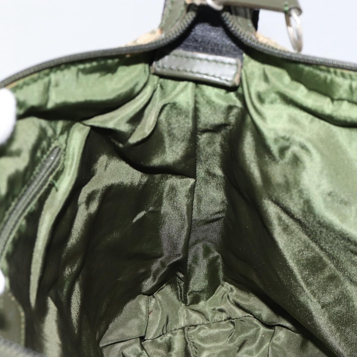 Christian Dior Trotter Canvas Shoulder Bag Green Silver Auth ar13816