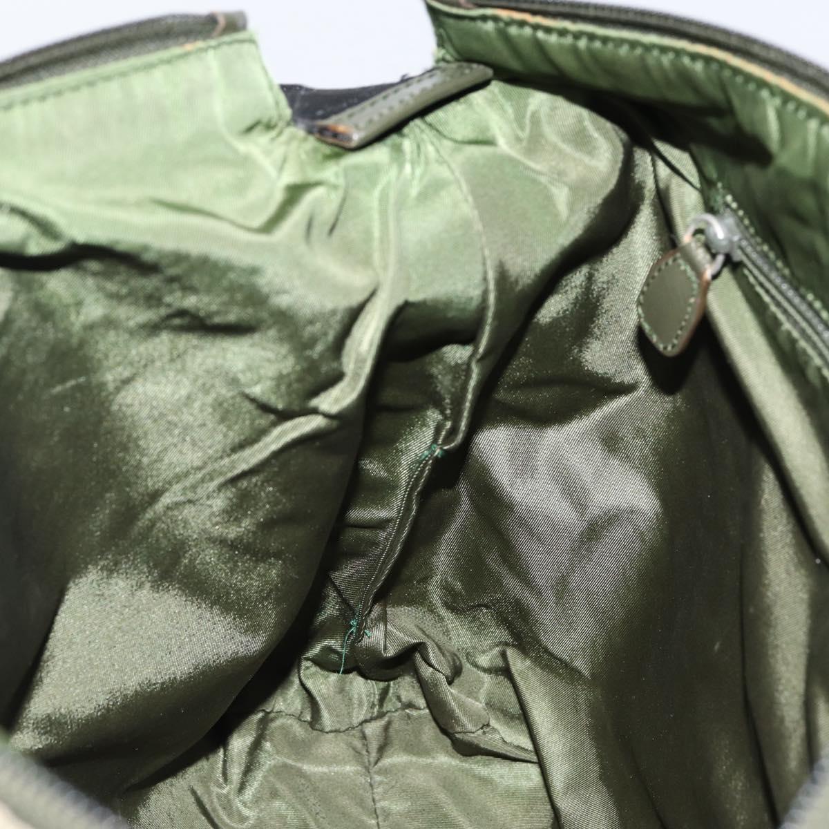 Christian Dior Trotter Canvas Shoulder Bag Green Silver Auth ar13816