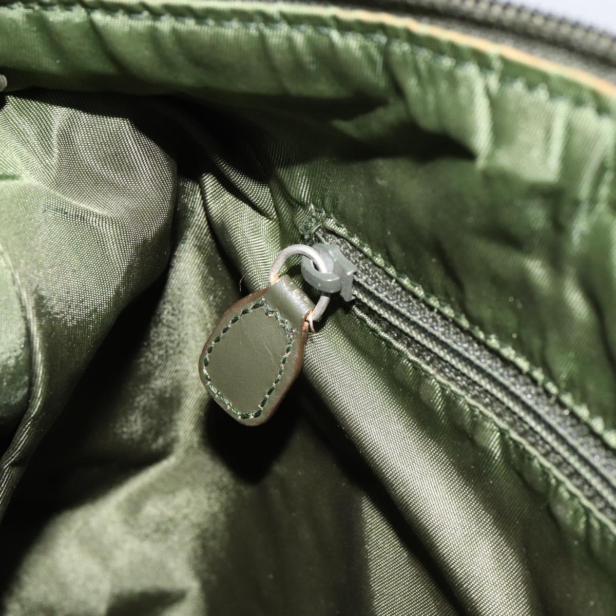 Christian Dior Trotter Canvas Shoulder Bag Green Silver Auth ar13816