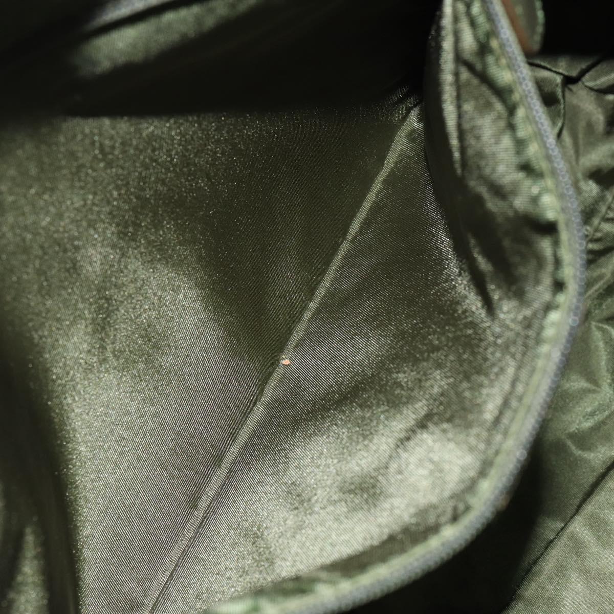 Christian Dior Trotter Canvas Shoulder Bag Green Silver Auth ar13816