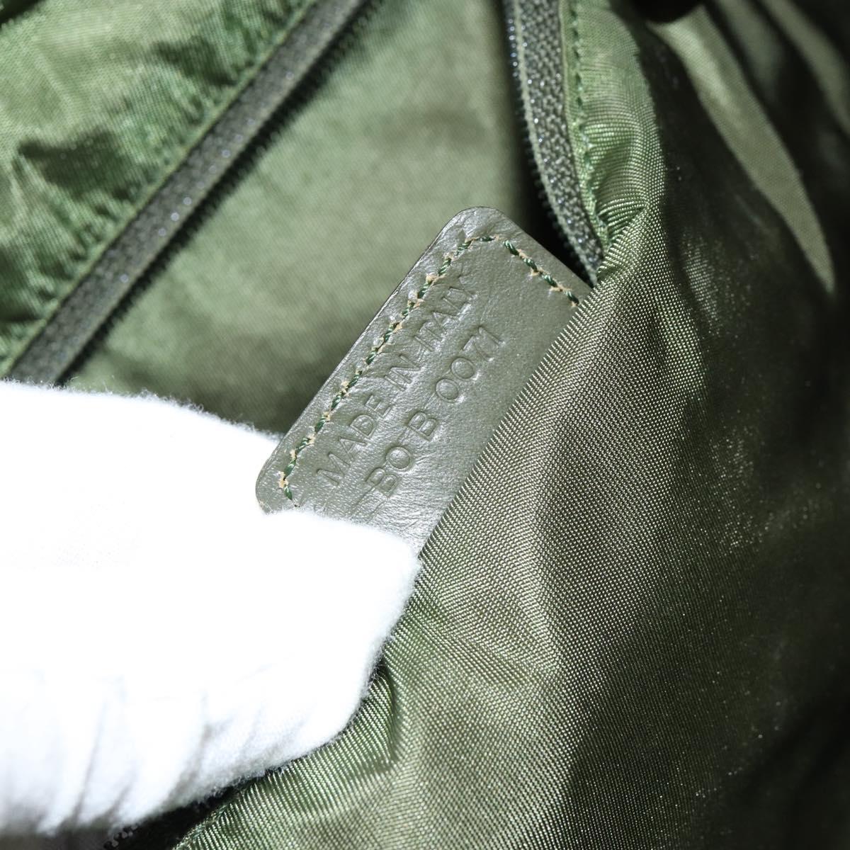 Christian Dior Trotter Canvas Shoulder Bag Green Silver Auth ar13816