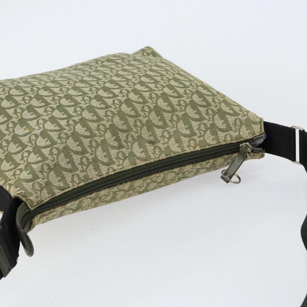 Christian Dior Trotter Canvas Shoulder Bag Green Silver Auth ar13816