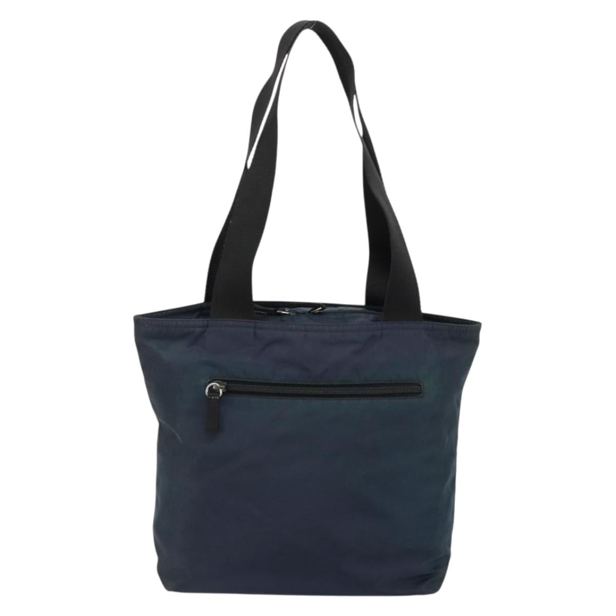 PRADA Tote Bag Nylon Navy Silver Auth ar13817