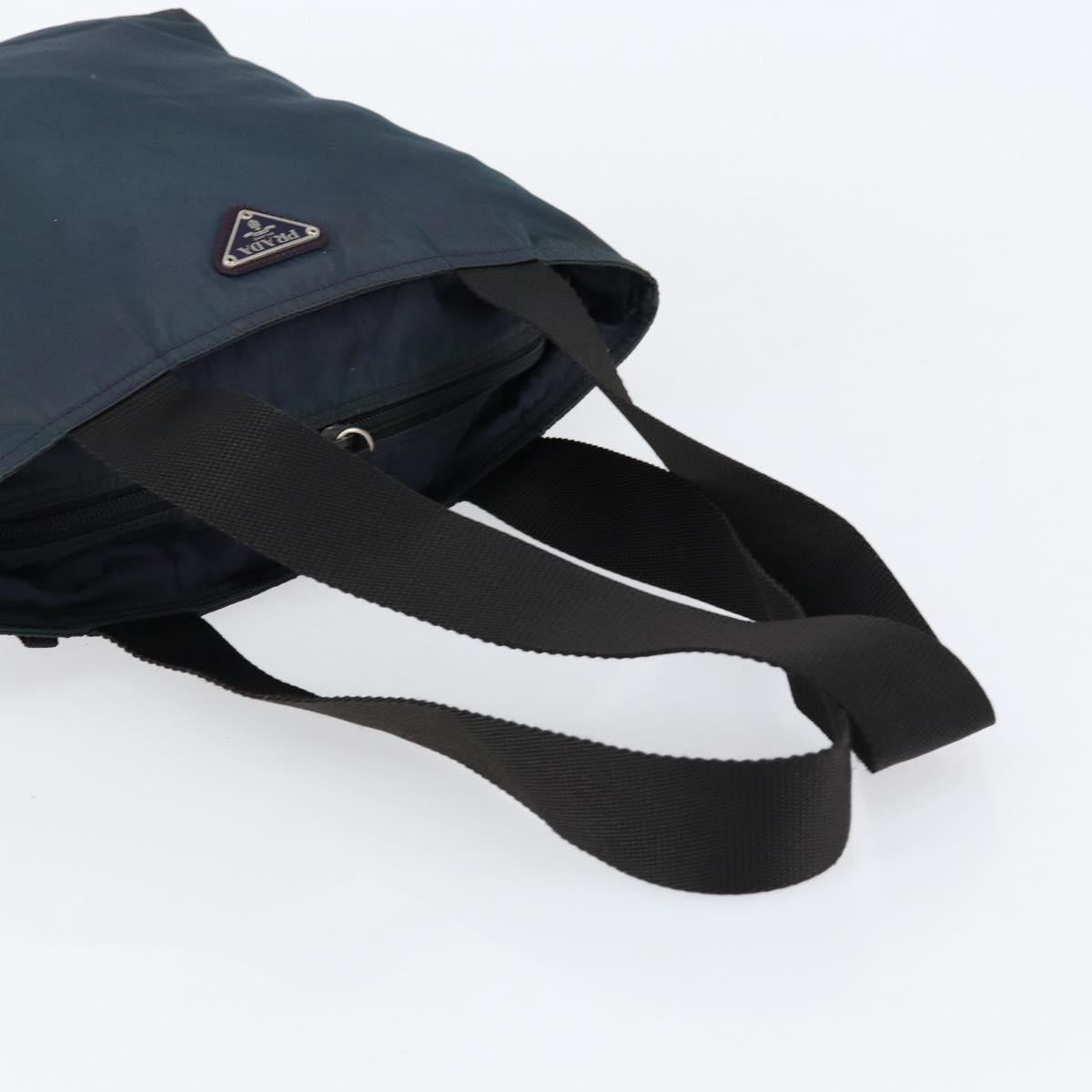 PRADA Tote Bag Nylon Navy Silver Auth ar13817