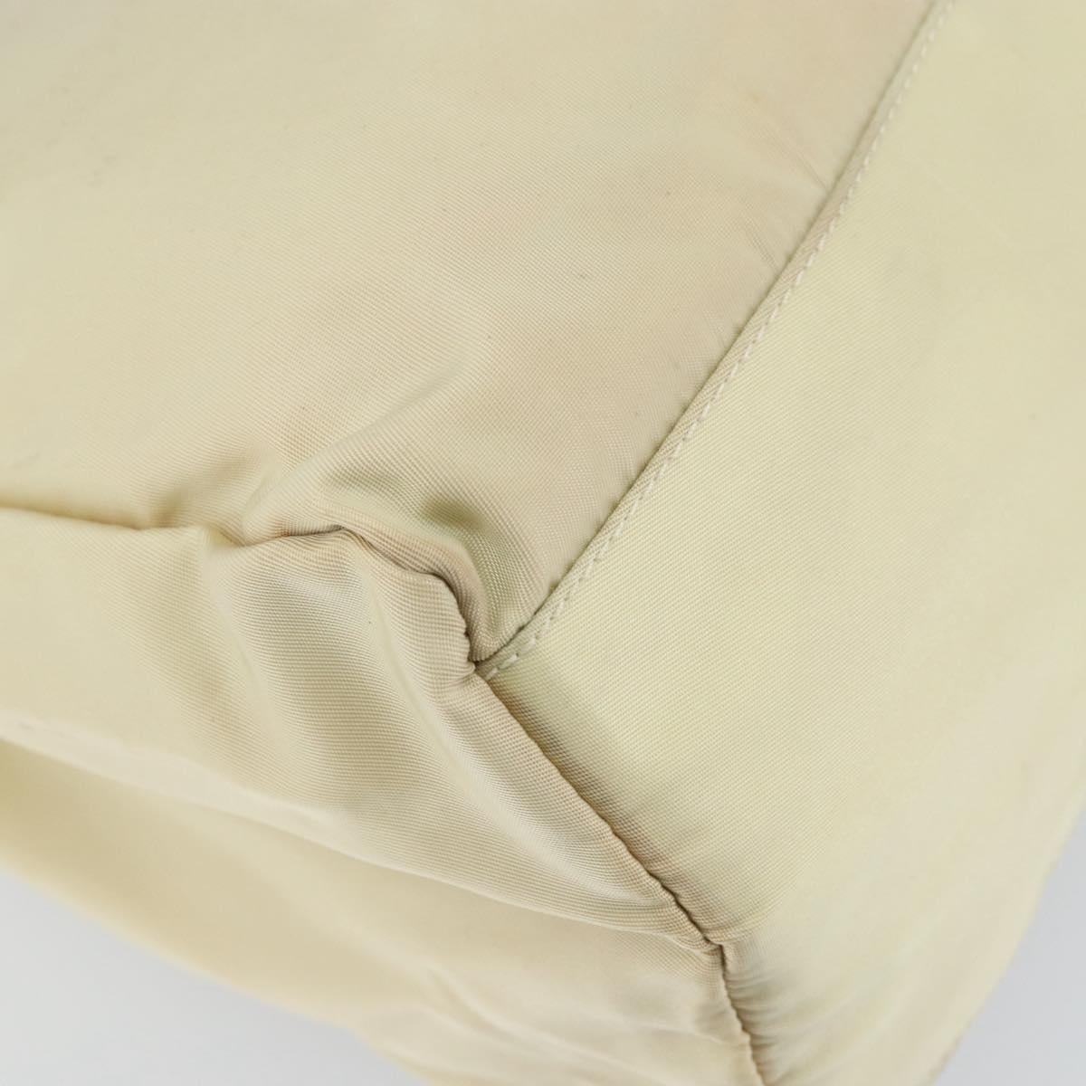 PRADA Tote Bag Nylon Ivory Silver Auth ar13818