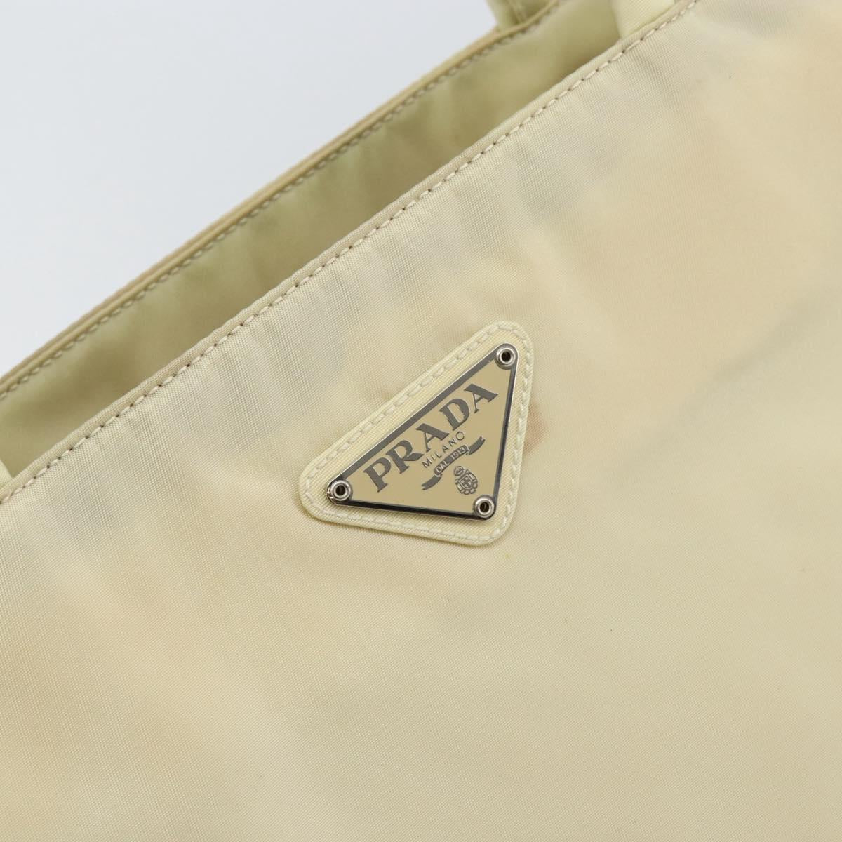 PRADA Tote Bag Nylon Ivory Silver Auth ar13818