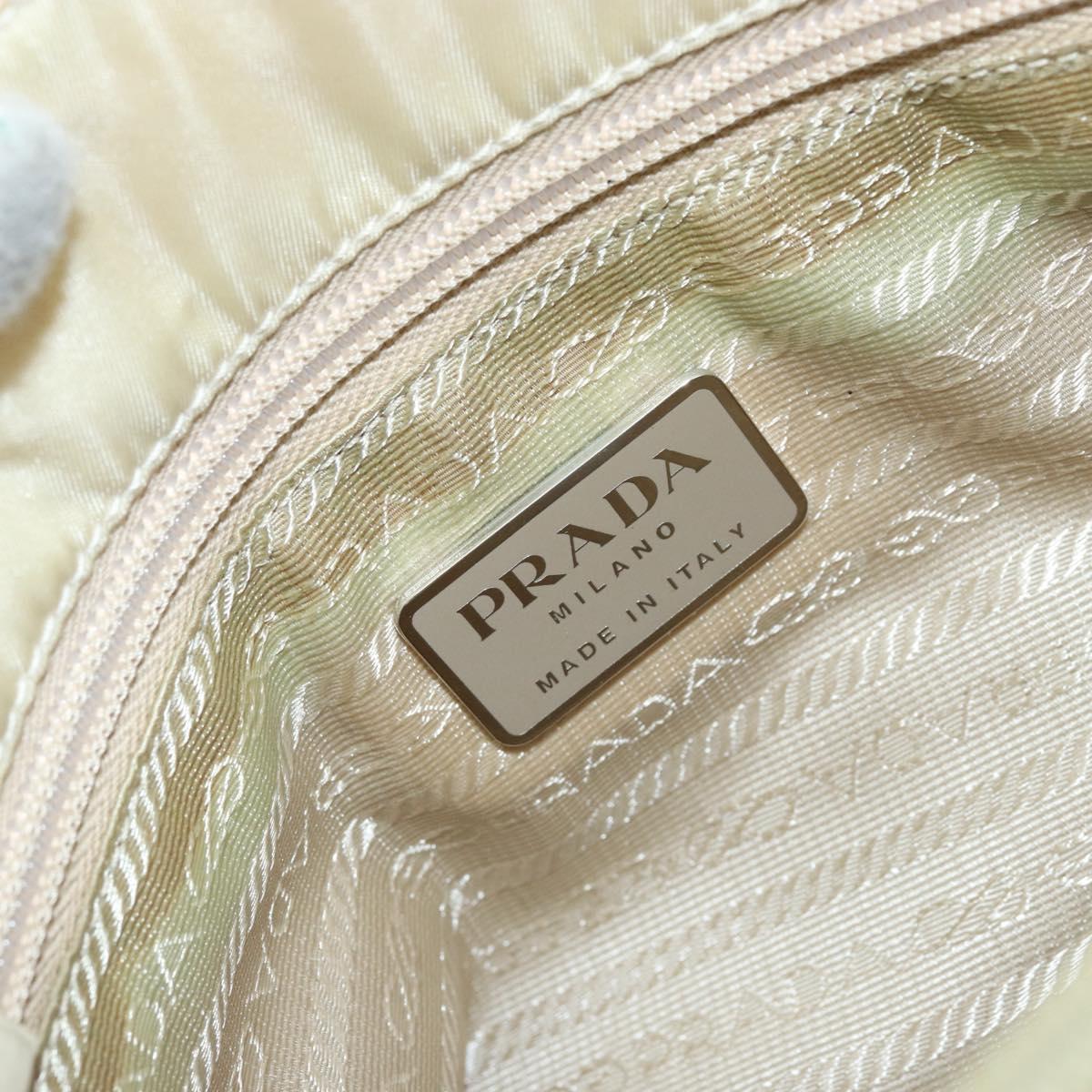PRADA Tote Bag Nylon Ivory Silver Auth ar13818