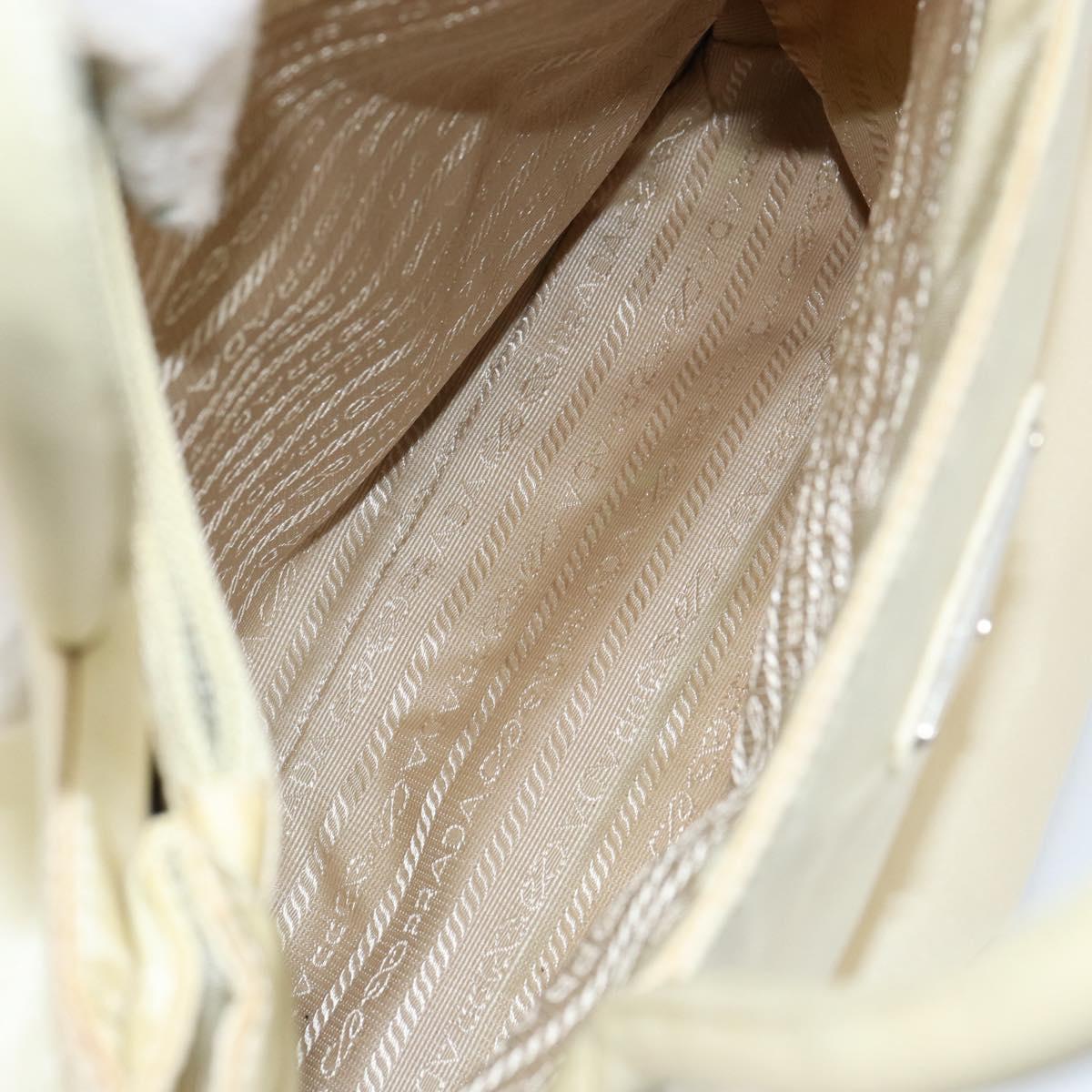PRADA Tote Bag Nylon Ivory Silver Auth ar13818