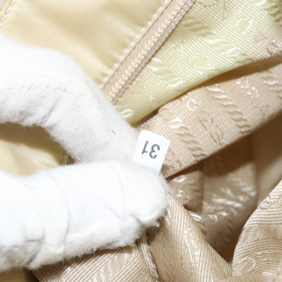 PRADA Tote Bag Nylon Ivory Silver Auth ar13818