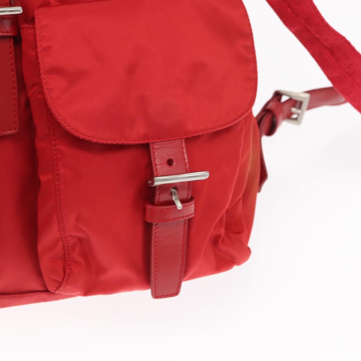 PRADA Backpack Nylon Red Silver Auth ar13819
