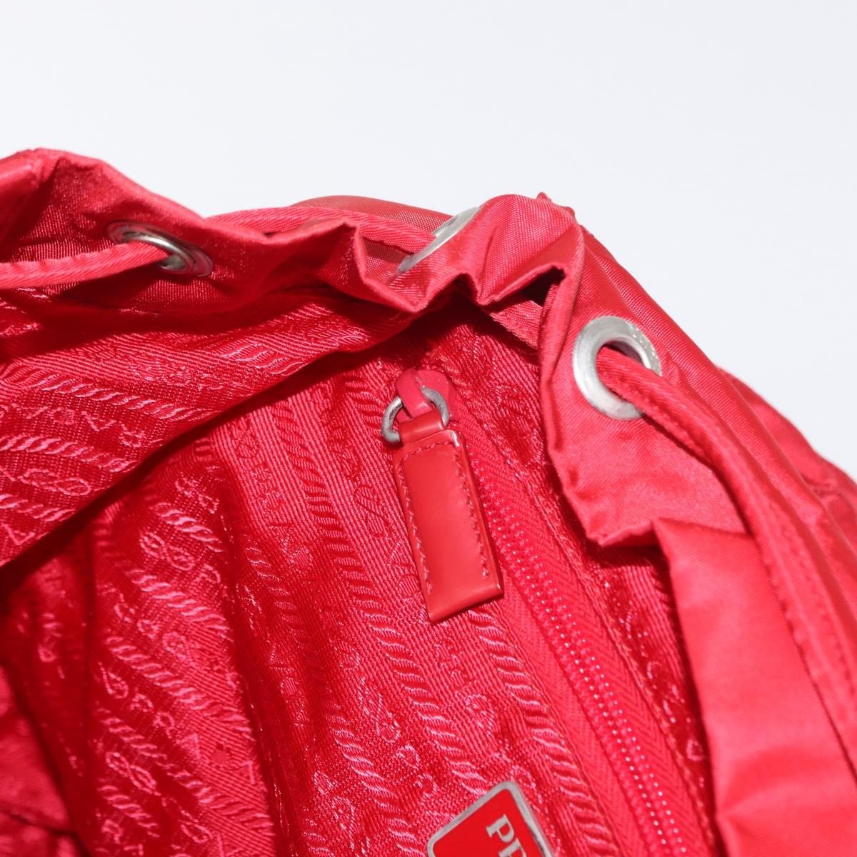 PRADA Backpack Nylon Red Silver Auth ar13819
