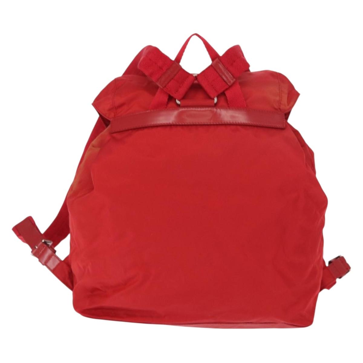 PRADA Backpack Nylon Red Silver Auth ar13819