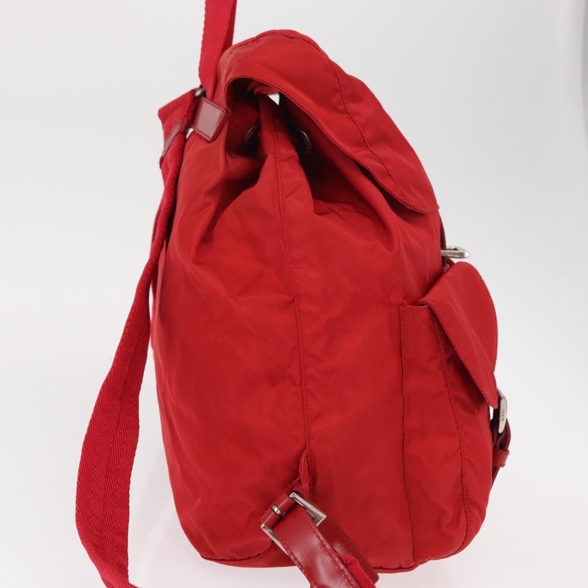 PRADA Backpack Nylon Red Silver Auth ar13819