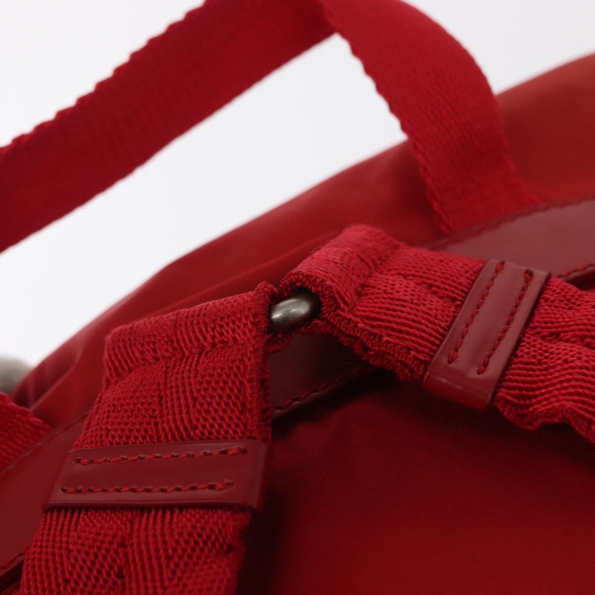 PRADA Backpack Nylon Red Silver Auth ar13819