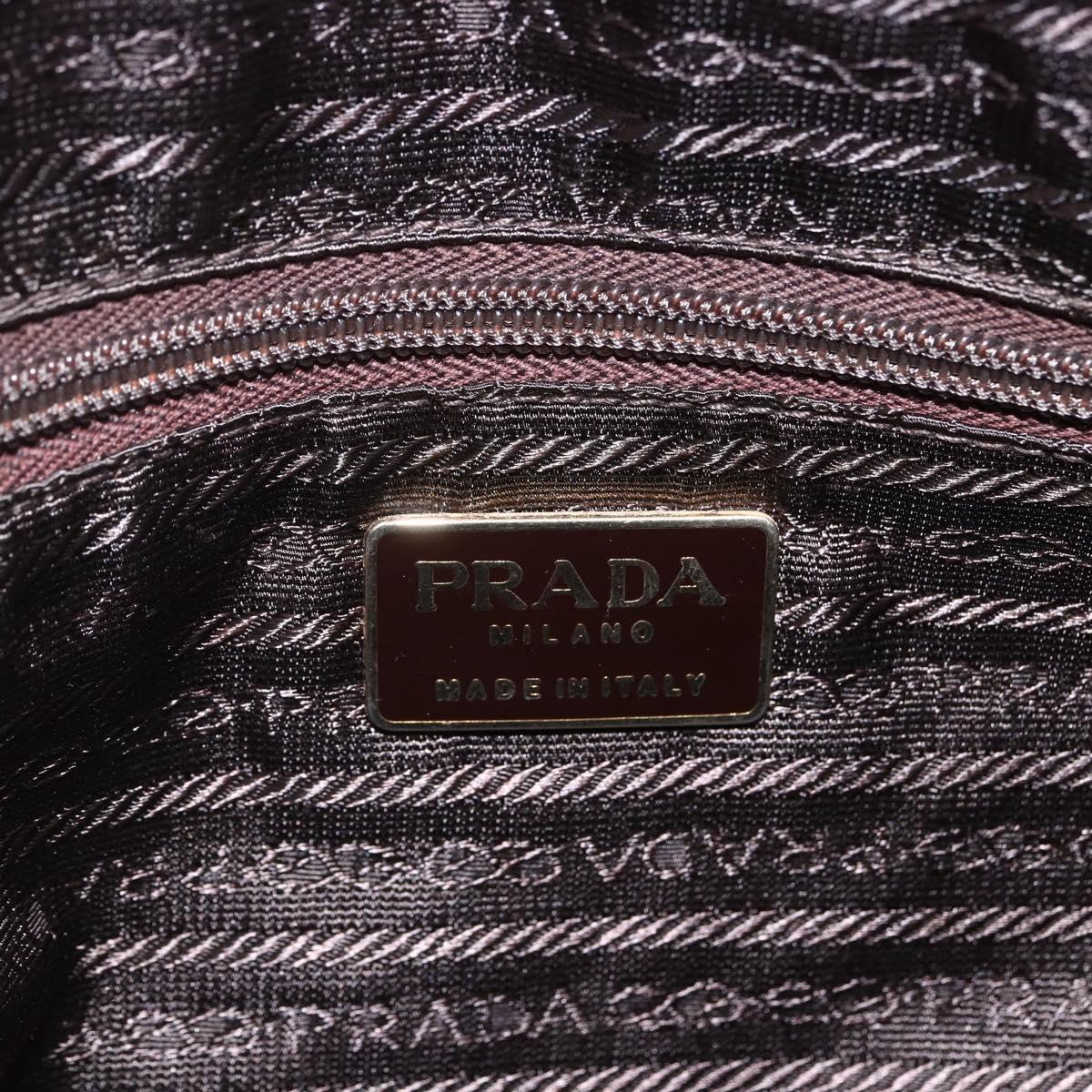 PRADA Chain Tote Bag Nylon Gold Brown Auth ar13820