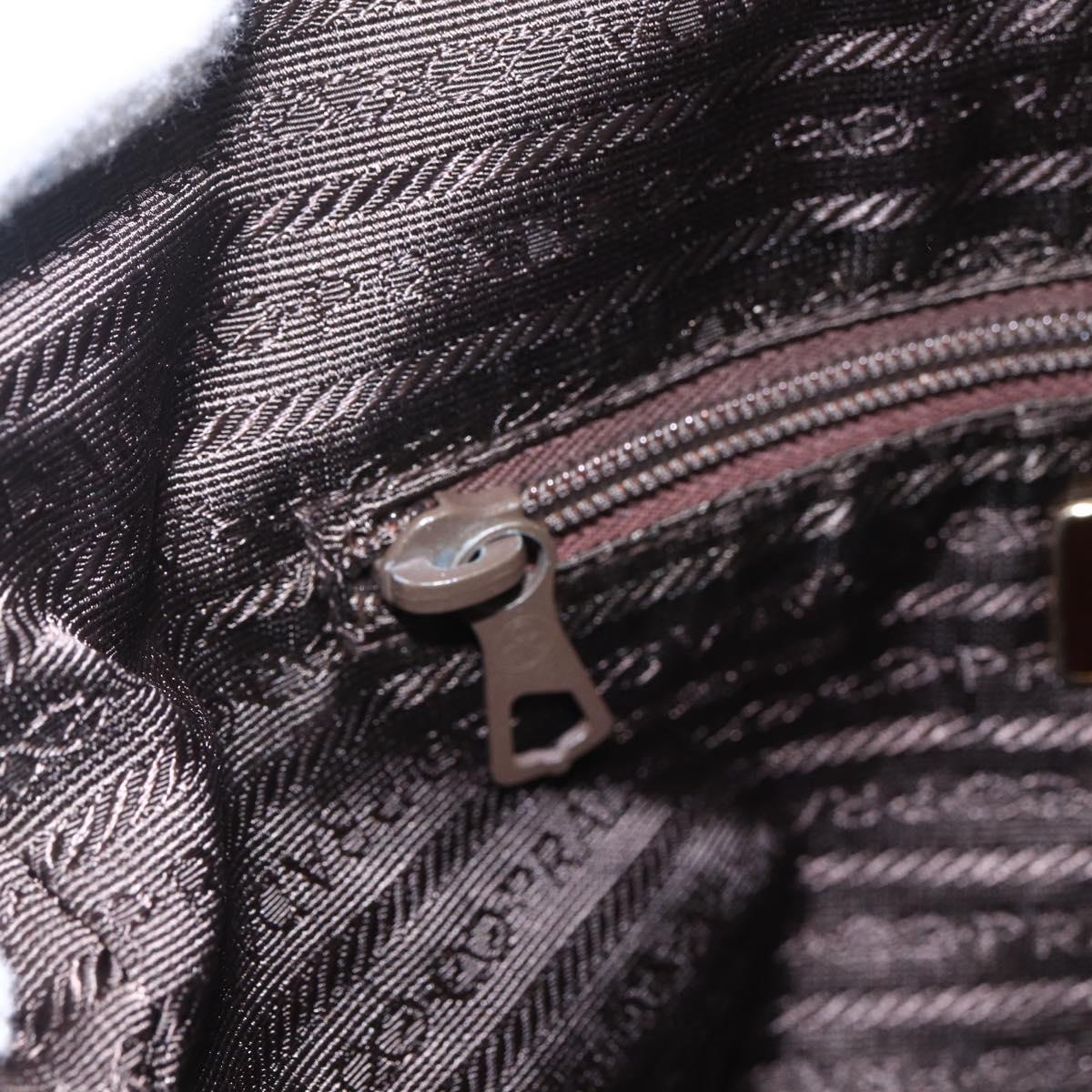 PRADA Chain Tote Bag Nylon Gold Brown Auth ar13820