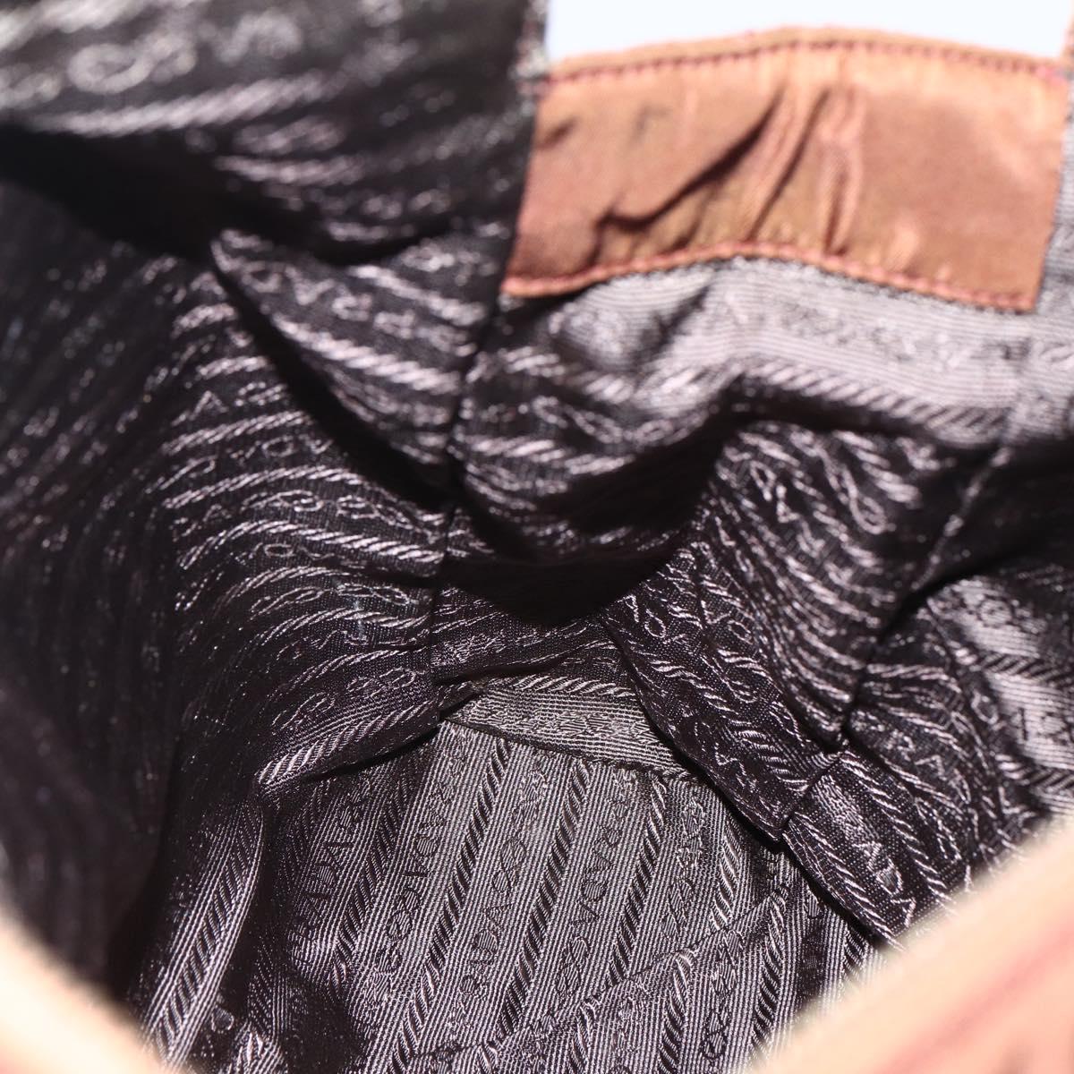 PRADA Chain Tote Bag Nylon Gold Brown Auth ar13820