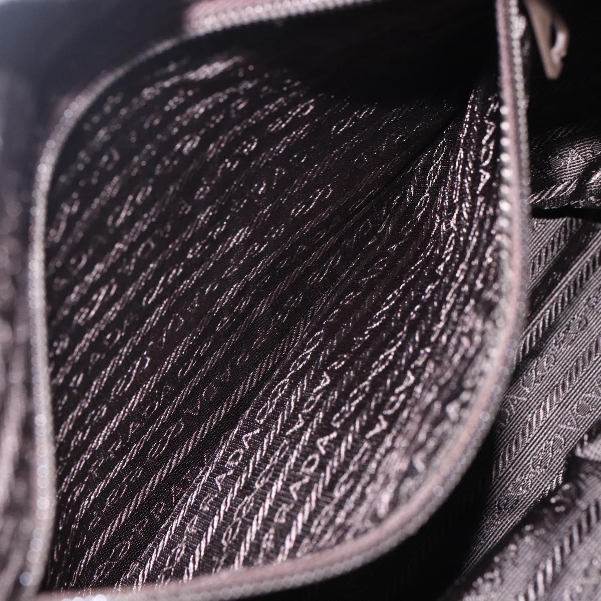 PRADA Chain Tote Bag Nylon Gold Brown Auth ar13820