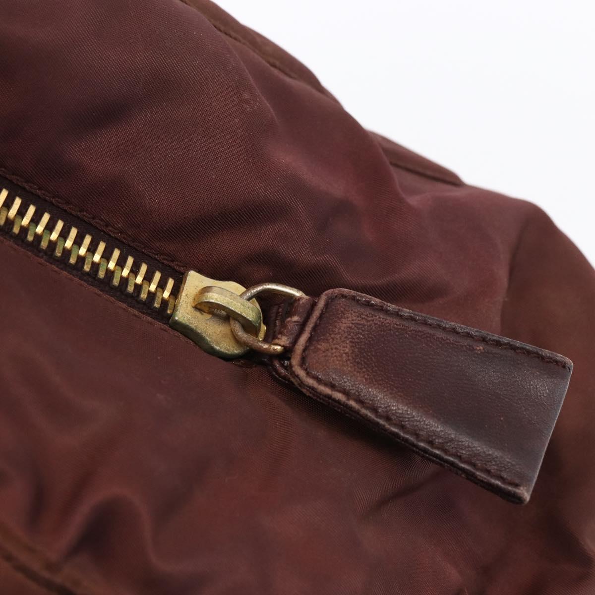 PRADA Chain Tote Bag Nylon Bordeaux Gold Auth ar13821