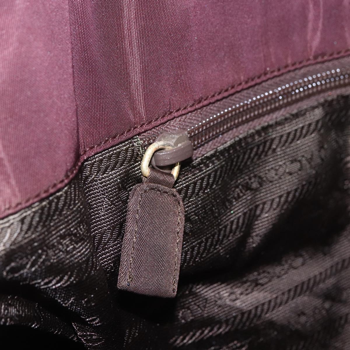 PRADA Chain Tote Bag Nylon Bordeaux Gold Auth ar13821